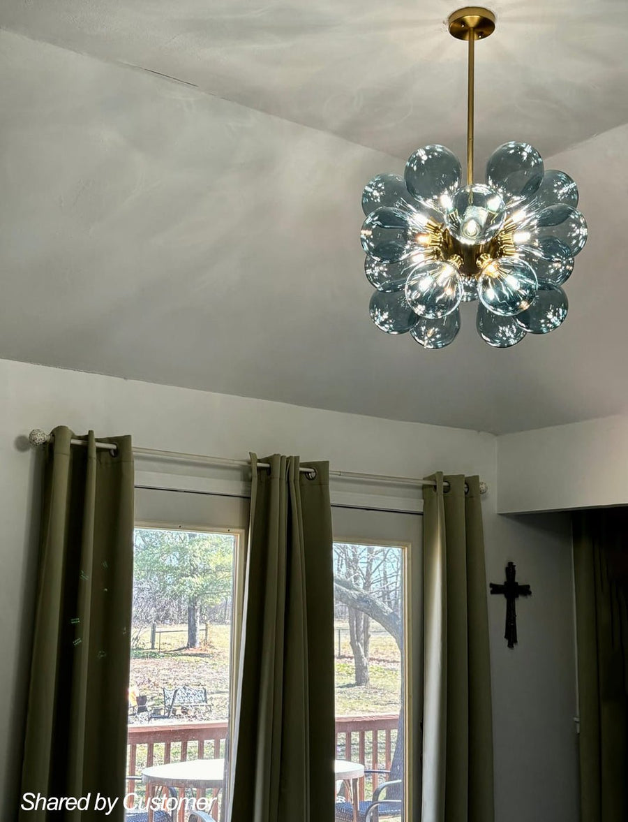 LightFixturesUSA - Cluster Blue Glass Bubble Chandelier - Chandelier - 