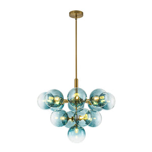 LightFixturesUSA - Cluster Gradual Blue Glass Bubble Tiered Chandelier - Chandelier - Blue Bubble (Exclusive Offer) - 