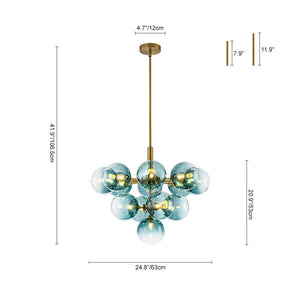 LightFixturesUSA - Cluster Gradual Blue Glass Bubble Tiered Chandelier - Chandelier - Blue Bubble (Exclusive Offer) - 