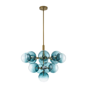 LightFixturesUSA - Cluster Gradual Blue Glass Bubble Tiered Chandelier - Chandelier - Blue Bubble (Exclusive Offer) - 