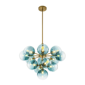 LightFixturesUSA - Cluster Gradual Blue Glass Bubble Tiered Chandelier - Chandelier - Blue Bubble (Exclusive Offer) - 