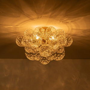 LightFixturesUSA - Cluster Hammered Textured Glass Bubble Semi Flush Chandelier - Chandelier - Brass - 