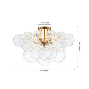 LightFixturesUSA - Cluster Hammered Textured Glass Bubble Semi Flush Chandelier - Chandelier - Brass - 