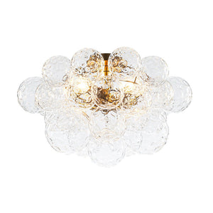 LightFixturesUSA - Cluster Hammered Textured Glass Bubble Semi Flush Chandelier - Chandelier - Brass - 
