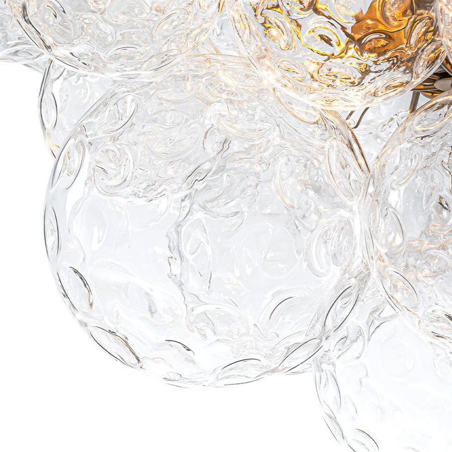 LightFixturesUSA - Cluster Hammered Textured Glass Bubble Semi Flush Chandelier - Chandelier - Brass - 