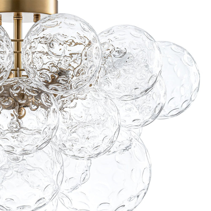 LightFixturesUSA - Cluster Hammered Textured Glass Bubble Semi Flush Chandelier - Chandelier - Brass - 