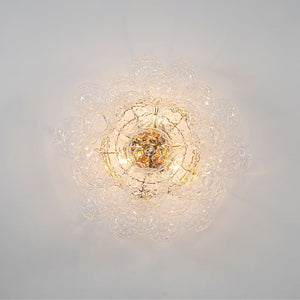 LightFixturesUSA - Cluster Hammered Textured Glass Bubble Semi Flush Chandelier - Chandelier - Brass - 