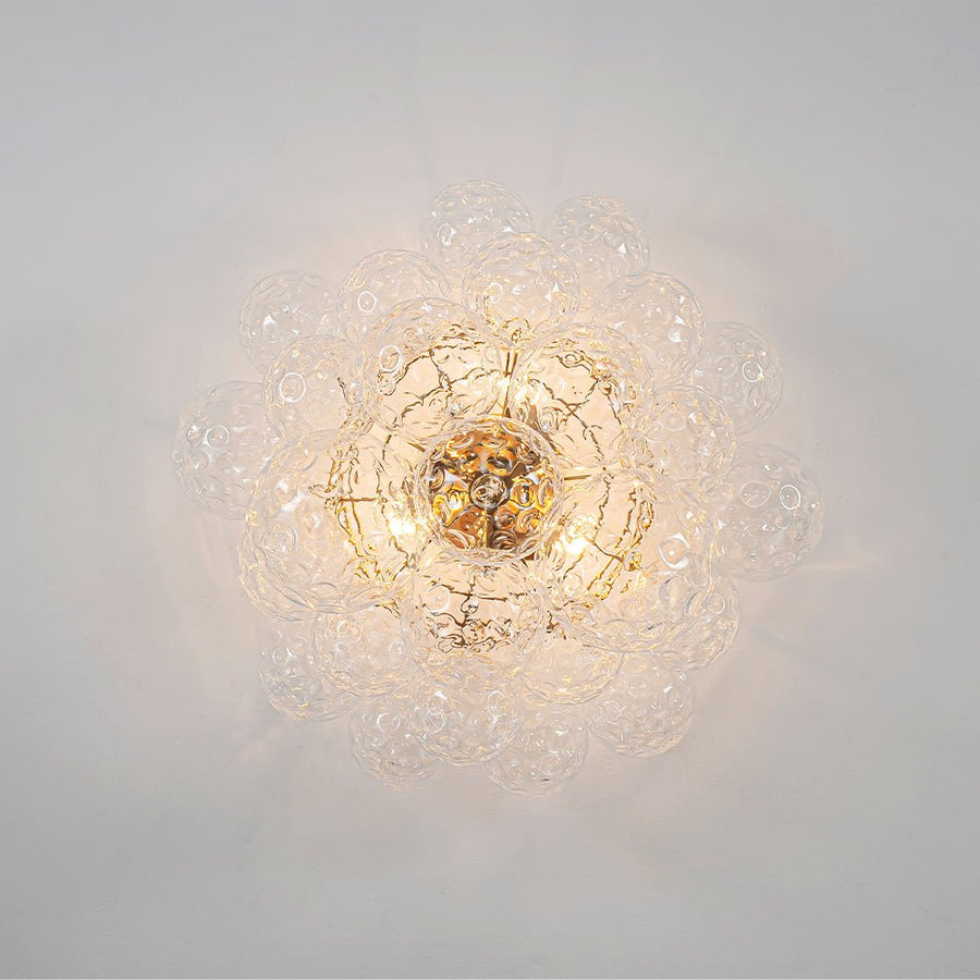 LightFixturesUSA - Cluster Hammered Textured Glass Bubble Semi Flush Chandelier - Chandelier - Brass - 
