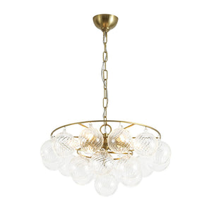 LightFixturesUSA - Cluster Ribbed Glass Globe Bubble Round Tiered Chandelier - Chandelier - Brass - 