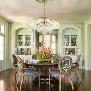 LightFixturesUSA - Cluster Ribbed Glass Globe Bubble Round Tiered Chandelier - Chandelier - Brass - 