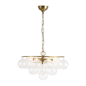 LightFixturesUSA - Cluster Ribbed Glass Globe Bubble Round Tiered Chandelier - Chandelier - Brass - 