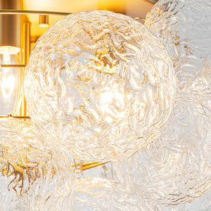 LightFixturesUSA - Cluster Rippled Glass Bubble Round Semi Flush Chandelier - Chandelier - Brass - 