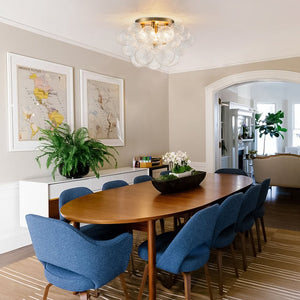 LightFixturesUSA - Cluster Rippled Glass Bubble Round Semi Flush Chandelier - Chandelier - Brass - 