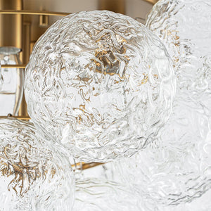LightFixturesUSA - Cluster Rippled Glass Bubble Round Semi Flush Chandelier - Chandelier - Brass - 