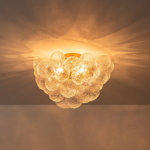 LightFixturesUSA - Cluster Rippled Textured Glass Bubble Semi Flush Chandelier - Chandelier - Brass - 