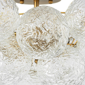 LightFixturesUSA - Cluster Rippled Textured Glass Bubble Semi Flush Chandelier - Chandelier - Brass - 