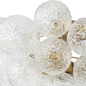 LightFixturesUSA - Cluster Rippled Textured Glass Bubble Semi Flush Chandelier - Chandelier - Brass - 