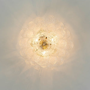 LightFixturesUSA - Cluster Rippled Textured Glass Bubble Semi Flush Chandelier - Chandelier - Brass - 