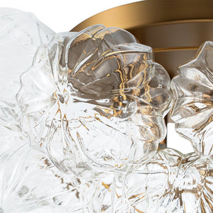 LightFixturesUSA - Cluster Sculpture Glass Bubble Round Semi Flush Chandelier - Chandelier - Brass - 