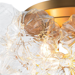 LightFixturesUSA - Cluster Sculpture Glass Bubble Round Semi Flush Chandelier - Chandelier - Brass - 