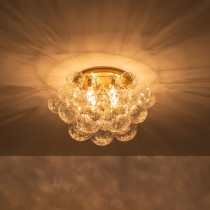 LightFixturesUSA - Cluster Sculpture Glass Bubble Round Semi Flush Chandelier - Chandelier - Brass - 