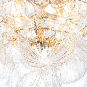 LightFixturesUSA - Cluster Sculpture Glass Bubble Round Semi Flush Chandelier - Chandelier - Brass - 