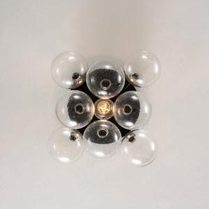 LightFixturesUSA - Cluster Seeded Glass Globe Bubble Round Semi Flush Mount - Ceiling Light - Black - 