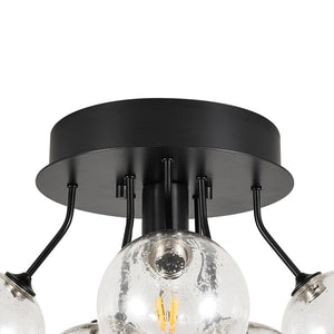 LightFixturesUSA - Cluster Seeded Glass Globe Bubble Round Semi Flush Mount - Ceiling Light - Black - 
