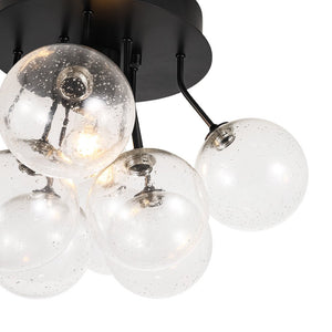 LightFixturesUSA - Cluster Seeded Glass Globe Bubble Round Semi Flush Mount - Ceiling Light - Black - 