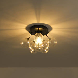 LightFixturesUSA - Cluster Seeded Glass Globe Bubble Round Semi Flush Mount - Ceiling Light - Black - 