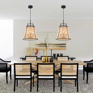 LightFixturesUSA - Coastal Woven Rattan Conical Lantern Pendant Light - Pendant Light - 14 in - 