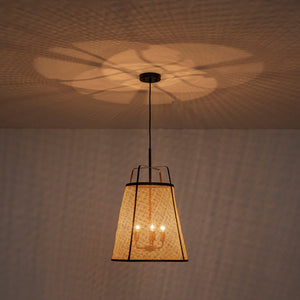 LightFixturesUSA - Coastal Woven Rattan Conical Lantern Pendant Light - Pendant Light - 16 in - 