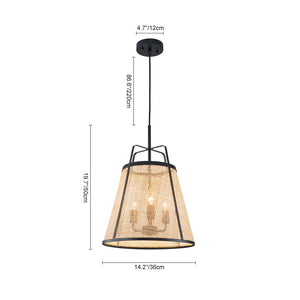 LightFixturesUSA - Coastal Woven Rattan Conical Lantern Pendant Light - Pendant Light - 16 in - 