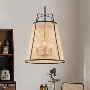 LightFixturesUSA - Coastal Woven Rattan Conical Lantern Pendant Light - Pendant Light - 16 in - 