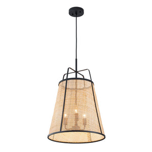 LightFixturesUSA - Coastal Woven Rattan Conical Lantern Pendant Light - Pendant Light - 16 in - 