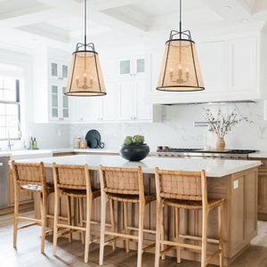 LightFixturesUSA - Coastal Woven Rattan Conical Lantern Pendant Light - Pendant Light - 16 in - 