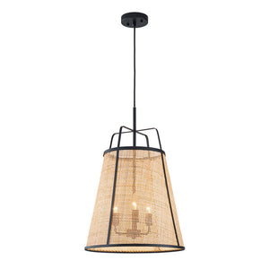 LightFixturesUSA - Coastal Woven Rattan Conical Lantern Pendant Light - Pendant Light - 16 in - 