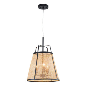 LightFixturesUSA - Coastal Woven Rattan Conical Lantern Pendant Light - Pendant Light - 16 in - 