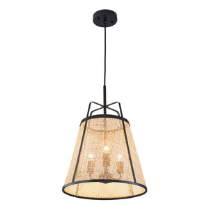 LightFixturesUSA - Coastal Woven Rattan Conical Lantern Pendant Light - Pendant Light - 16 in - 