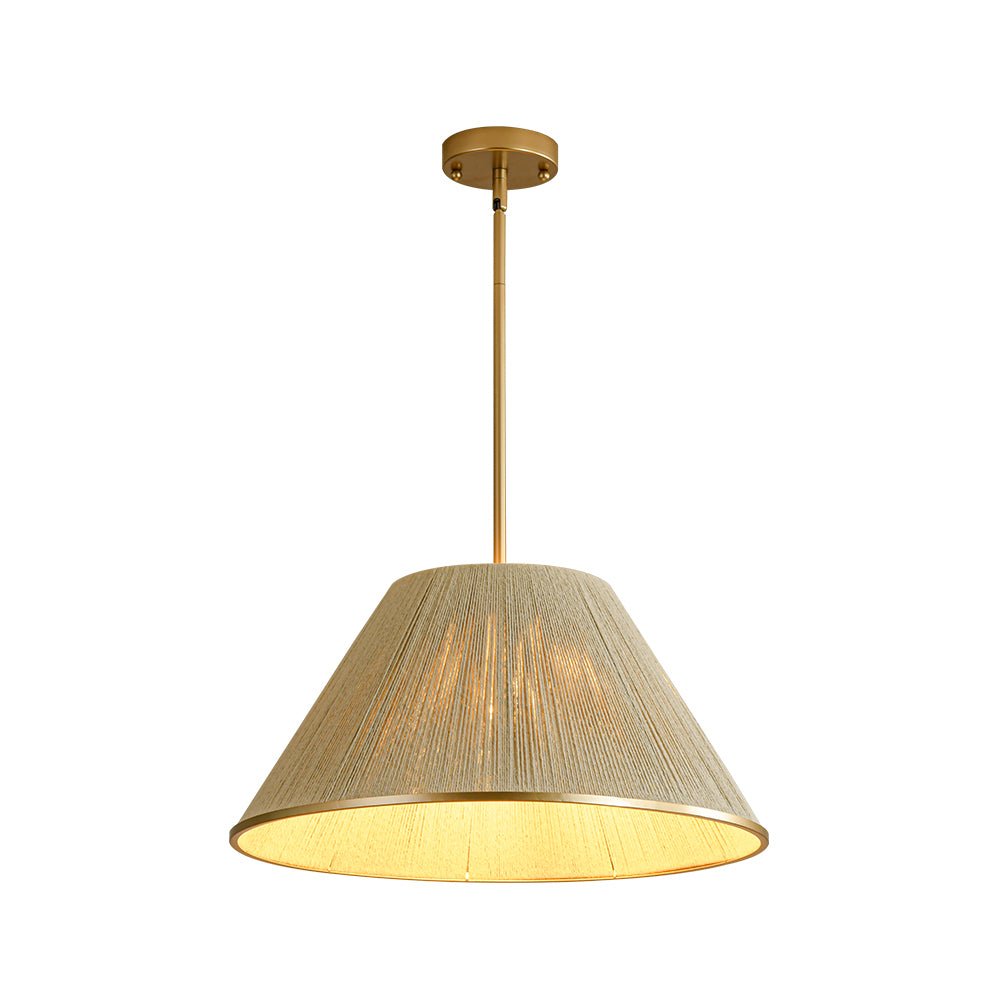 Brass Modern Conical Woven Thread Pendant Light | LightFixturesUSA