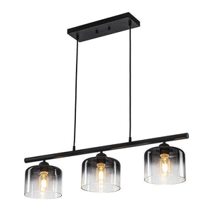 LightFixturesUSA - Contemporary 3 - Light Gradual Smoked Glass Island Chandelier - Chandelier - Black - 