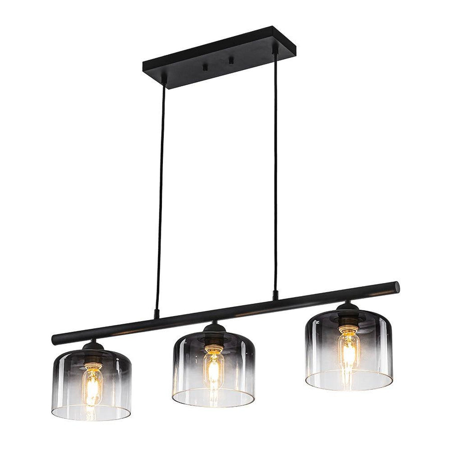 LightFixturesUSA - Contemporary 3 - Light Gradual Smoked Glass Island Chandelier - Chandelier - Black - 