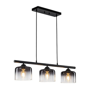 LightFixturesUSA - Contemporary 3 - Light Gradual Smoked Glass Island Chandelier - Chandelier - Black - 