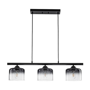 LightFixturesUSA - Contemporary 3 - Light Gradual Smoked Glass Island Chandelier - Chandelier - Black - 