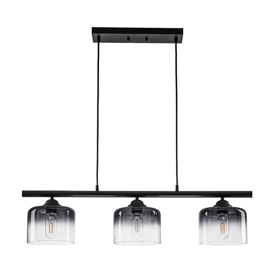 LightFixturesUSA - Contemporary 3 - Light Gradual Smoked Glass Island Chandelier - Chandelier - Black - 