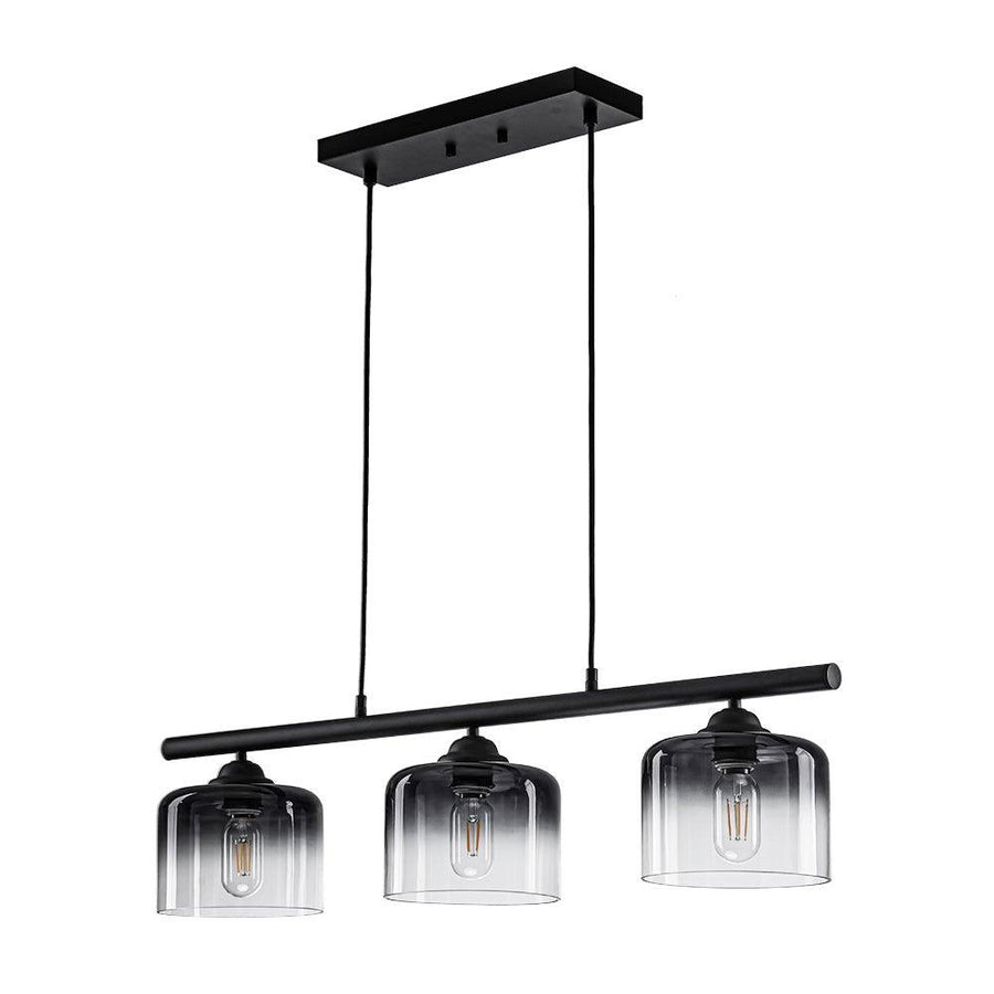 LightFixturesUSA - Contemporary 3 - Light Gradual Smoked Glass Island Chandelier - Chandelier - Black - 