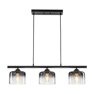 LightFixturesUSA - Contemporary 3 - Light Gradual Smoked Glass Island Chandelier - Chandelier - Black - 