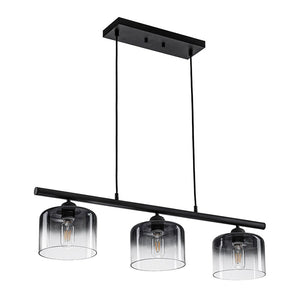 LightFixturesUSA - Contemporary 3 - Light Gradual Smoked Glass Island Chandelier - Chandelier - Black - 