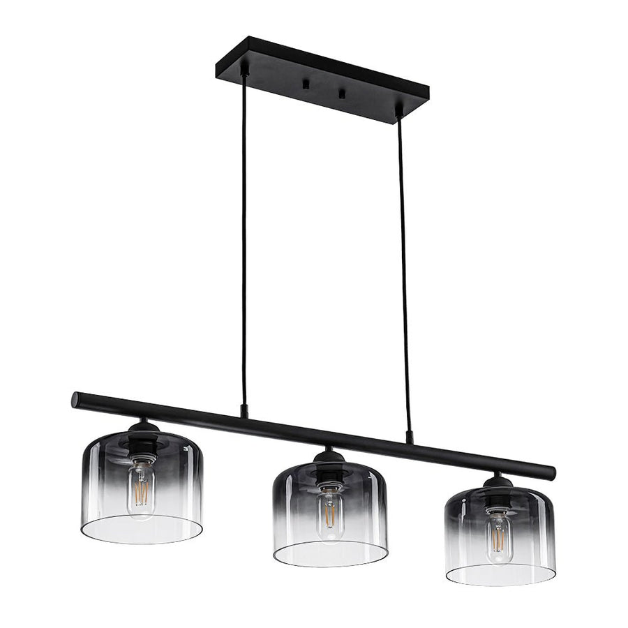 LightFixturesUSA - Contemporary 3 - Light Gradual Smoked Glass Island Chandelier - Chandelier - Black - 