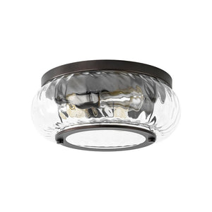 LightFixturesUSA - Contemporary Clear Striped Glass Round Flush Mount Light - Ceiling Light - Oil - Rubbed Bronze - 